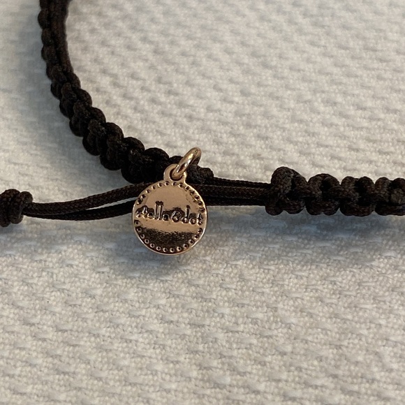 Stella&Dot Sidewinder Brown Pulley Cord Bracelet Rose Gold Crystal Snake Charm - Picture 3 of 6